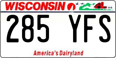 WI license plate 285YFS
