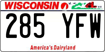 WI license plate 285YFW