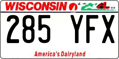 WI license plate 285YFX