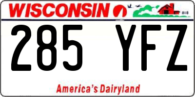 WI license plate 285YFZ