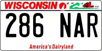 WI license plate 286NAR