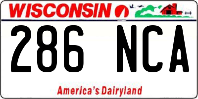 WI license plate 286NCA