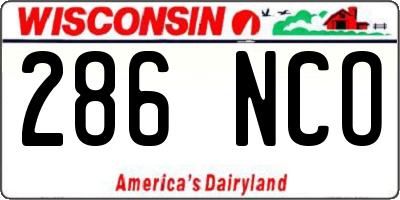 WI license plate 286NCO