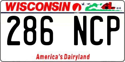 WI license plate 286NCP