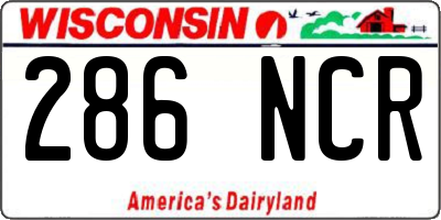 WI license plate 286NCR