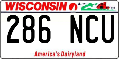 WI license plate 286NCU