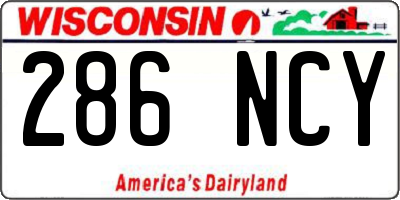 WI license plate 286NCY