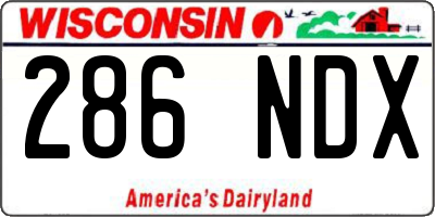 WI license plate 286NDX