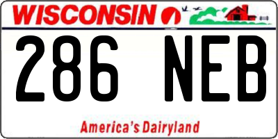 WI license plate 286NEB