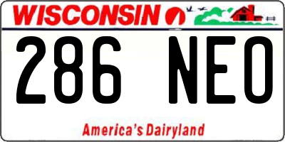 WI license plate 286NEO