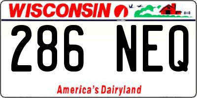 WI license plate 286NEQ