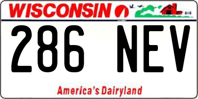 WI license plate 286NEV