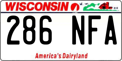 WI license plate 286NFA