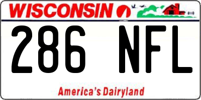 WI license plate 286NFL