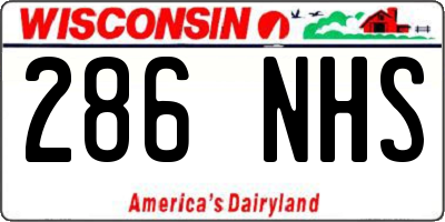 WI license plate 286NHS