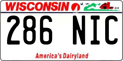 WI license plate 286NIC