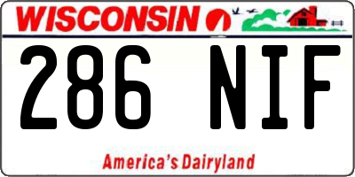 WI license plate 286NIF