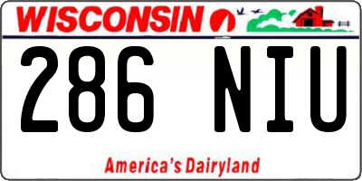 WI license plate 286NIU