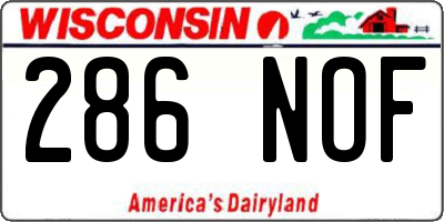 WI license plate 286NOF