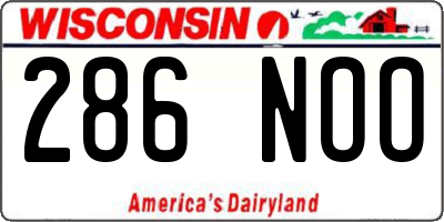 WI license plate 286NOO