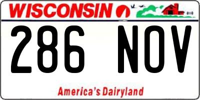 WI license plate 286NOV