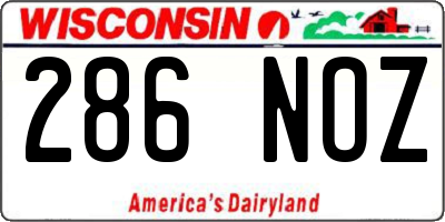 WI license plate 286NOZ