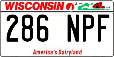 WI license plate 286NPF
