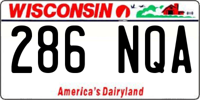 WI license plate 286NQA
