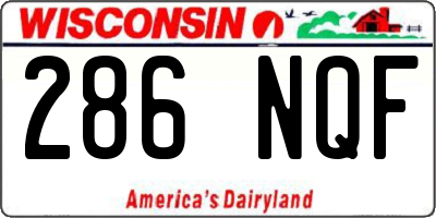WI license plate 286NQF