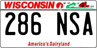 WI license plate 286NSA