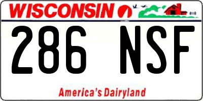 WI license plate 286NSF