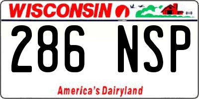 WI license plate 286NSP