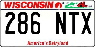 WI license plate 286NTX