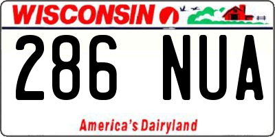 WI license plate 286NUA