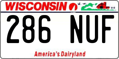 WI license plate 286NUF