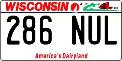 WI license plate 286NUL