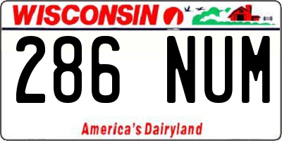WI license plate 286NUM