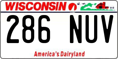 WI license plate 286NUV