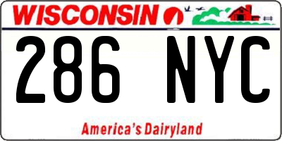 WI license plate 286NYC