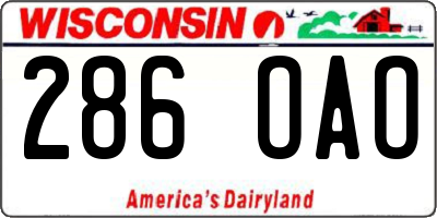WI license plate 286OAO