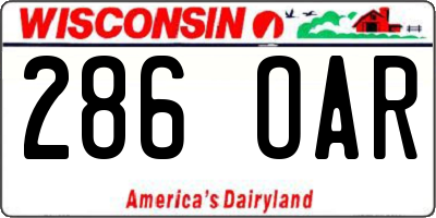 WI license plate 286OAR