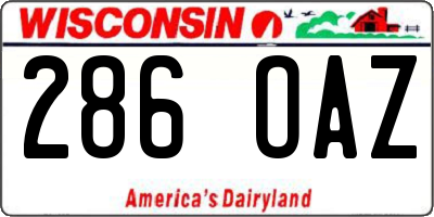 WI license plate 286OAZ
