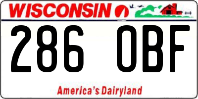 WI license plate 286OBF