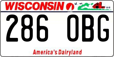 WI license plate 286OBG