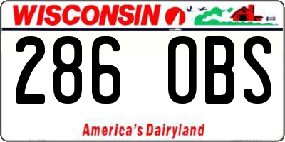 WI license plate 286OBS