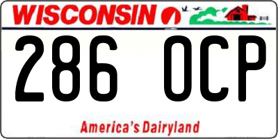 WI license plate 286OCP