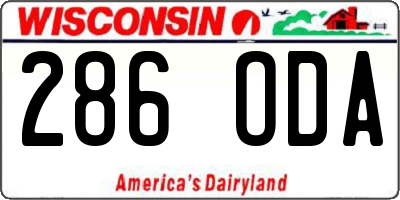 WI license plate 286ODA