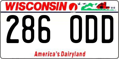 WI license plate 286ODD