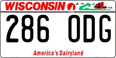 WI license plate 286ODG