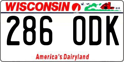WI license plate 286ODK